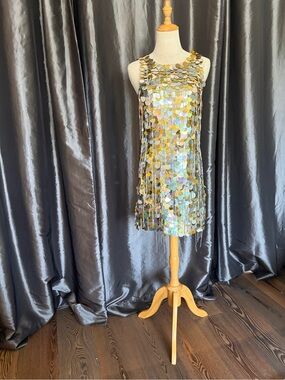 Nasty Gal Sequin Cocktail Shift Dress in Metallic Sequins & Beads